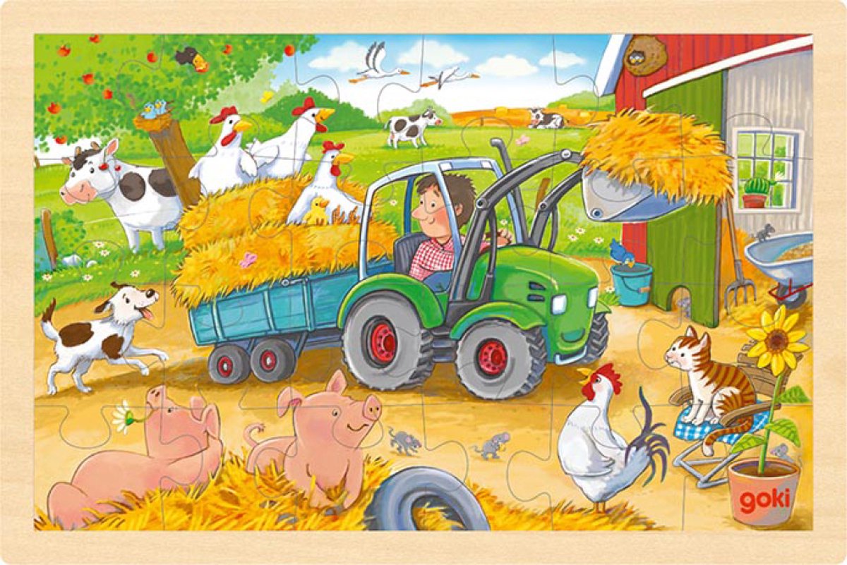 Goki Legpuzzel Kleine Tractor 30 X 20 X 1 Cm Hout 24-delig