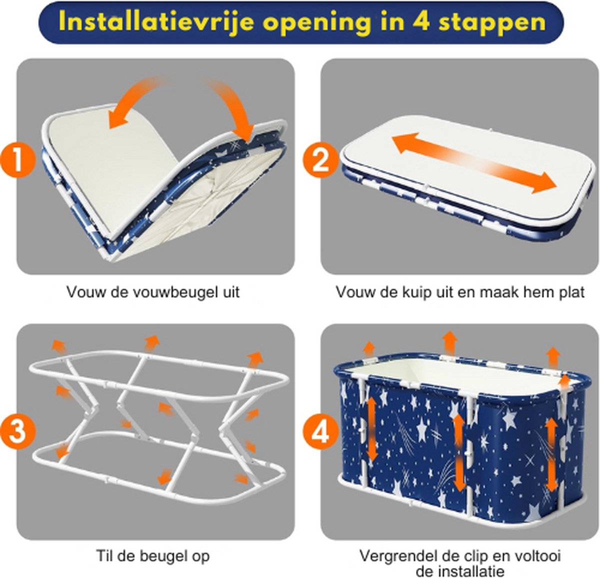 OUCRIY Draagbare opvouwbare badkuip, 120 x 55 x 50 cm, draagbare studentenbadkuip, familiebad voor kinderen, temperatuurbehoud