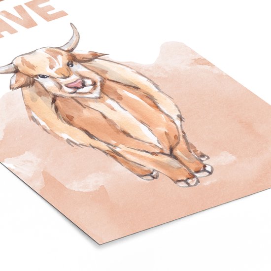 Poster in lijst - Fotolijst 20x30 cm - Posters - Yak - Oranje - Quote - 'You are brave' - Posterlijst zwart - Kamer decoratie - Wanddecoratie kinderkamer - Muurdecoratie babykamer