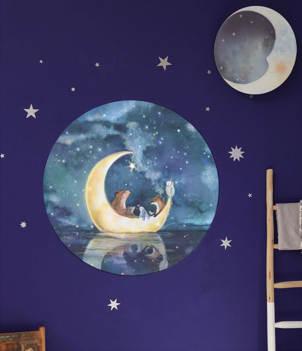 Varen in de Nacht S 142x142 cm | Voor Baby- & Kinderkamer | Geproduceerd in NL | Eigen Ontwerp | Hartendief Design