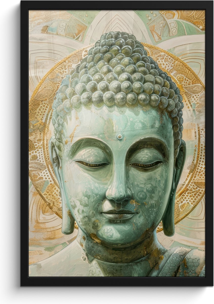 FrameYourWall Poster in lijst - Fotolijst 40x60 cm - Posters - Buddha - Mandala - Modern - Spiritualiteit - Posterlijst zwart - Decoratie - Wanddecoratie woonkamer - Muurdecoratie slaapkamer