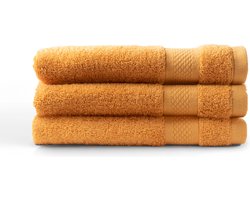 DoubleDry Hotel Badhanddoeken 70 x 140 cm – Set van 3 – 100% Katoen 500 g/m2 – Zacht & Absorberend - Okergeel