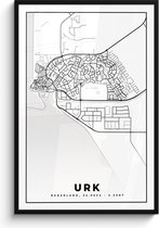 Cadre photo avec affiche - Carte - Urk - Zwart - Wit - 80x120 cm - Cadre pour affiche