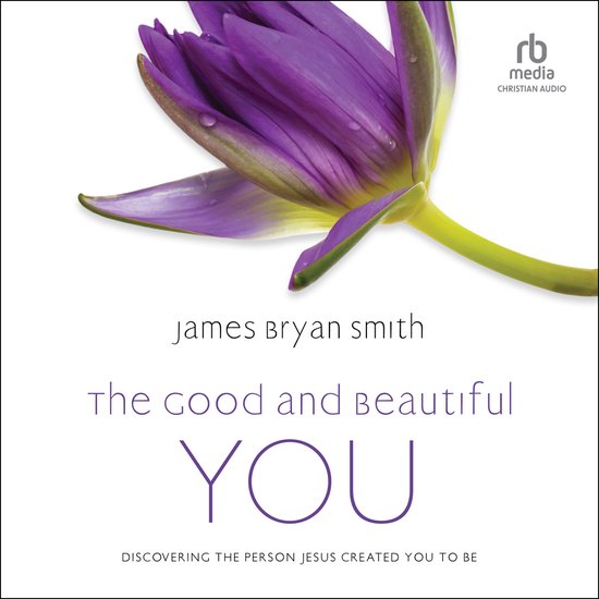 Paarse waterlelie met waterdruppels, met de tekst 'james bryan smith The good and Beautiful YOU'.