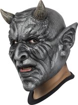 Partychimp Masque intégral Demon Noir Masque d'Halloween pour Costume d'Halloween Adultes – Latex – Taille Unique