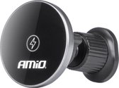 AMiO Magnetische Telefoonhouder voor Ventilatierooster met 15W Qi Draadloze Oplader en MagSafe - 360° Verstelbaar zwart