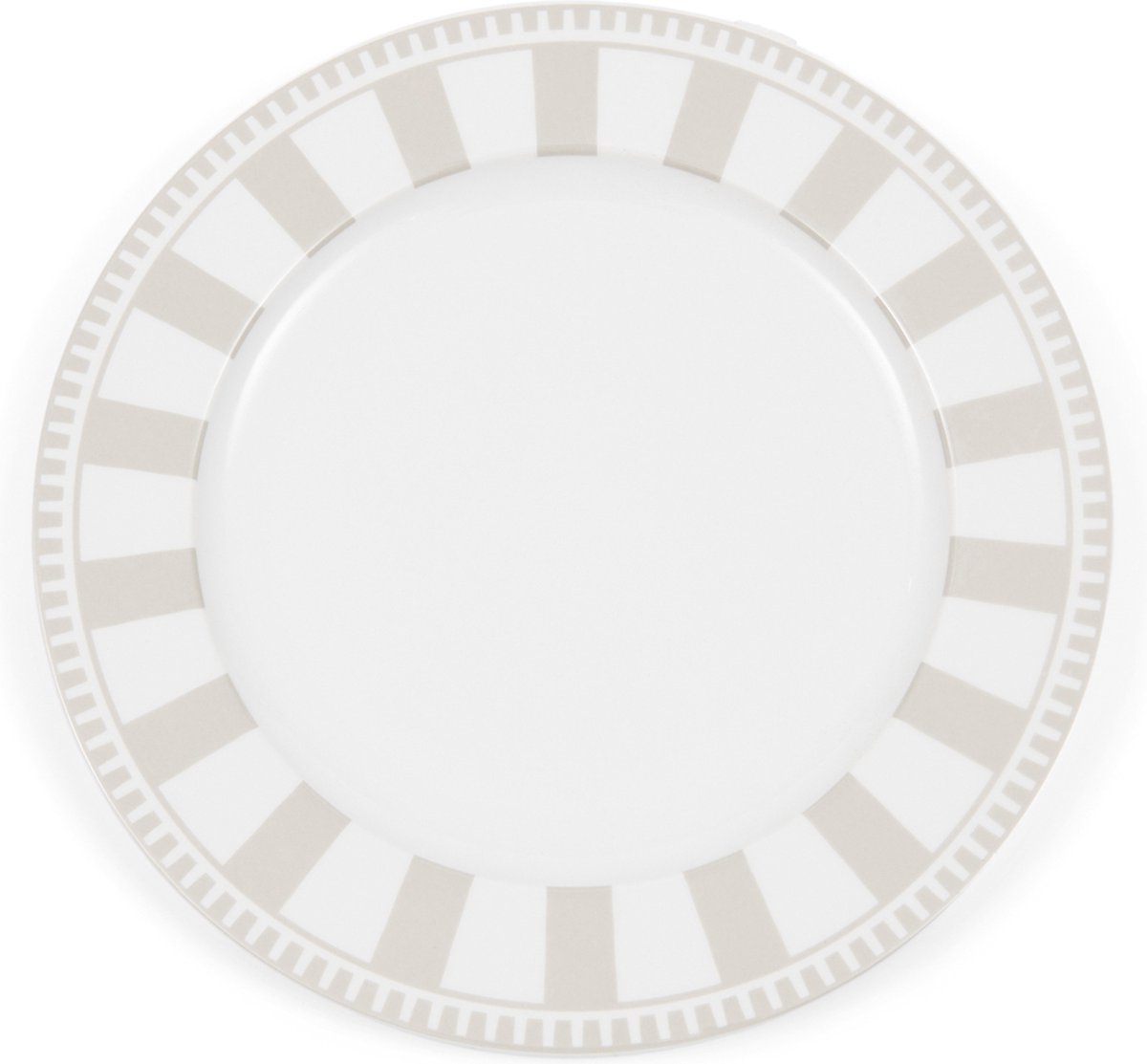 Riviera Maison Dinerbord Wit/Beige - Claymont Bord met Strepen Print - Porselein - (ØxH) 27x2.5