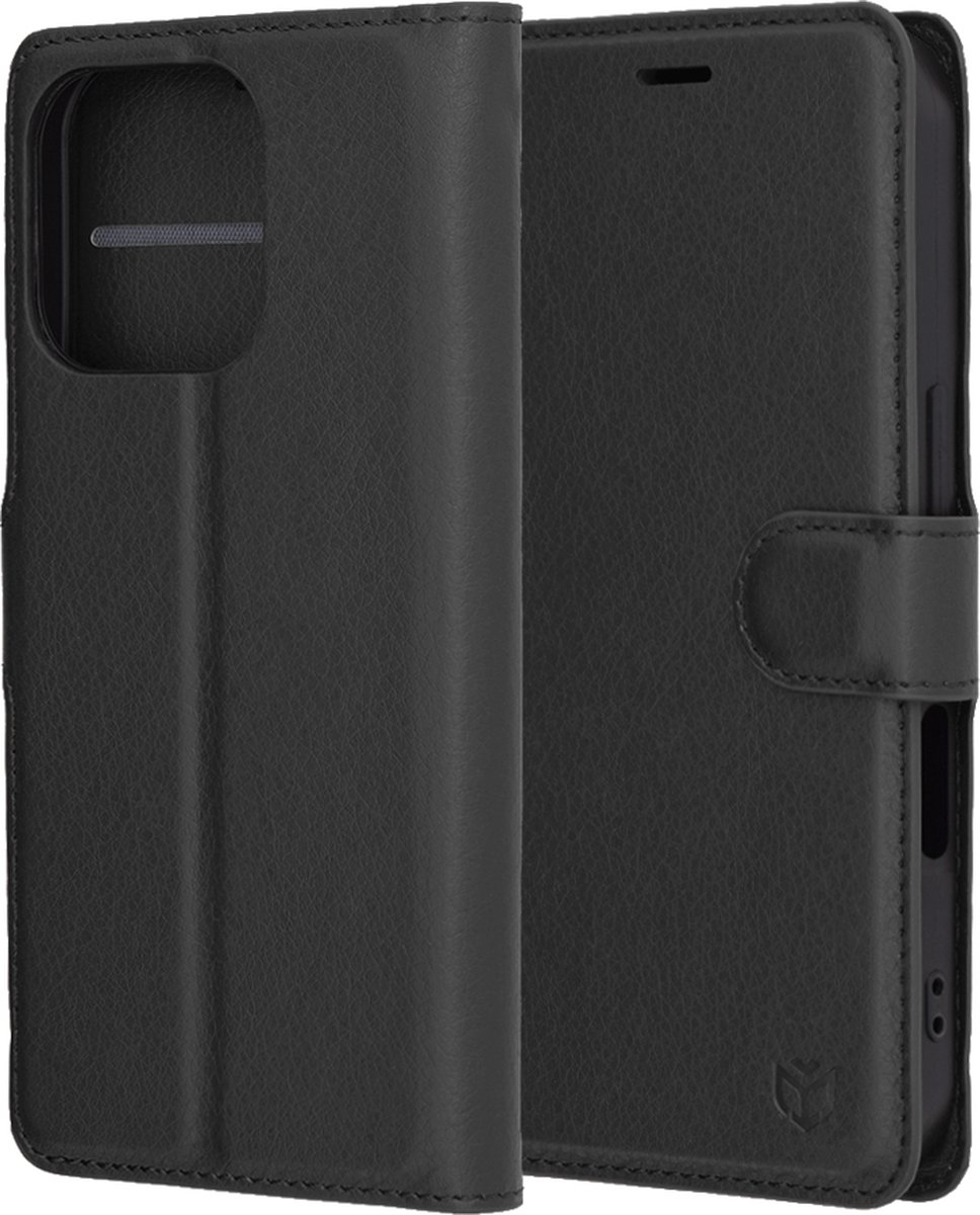 Techsuit Leather Folio Book Wallet Case hoesje voor Apple iPhone 16 Pro - Zwart