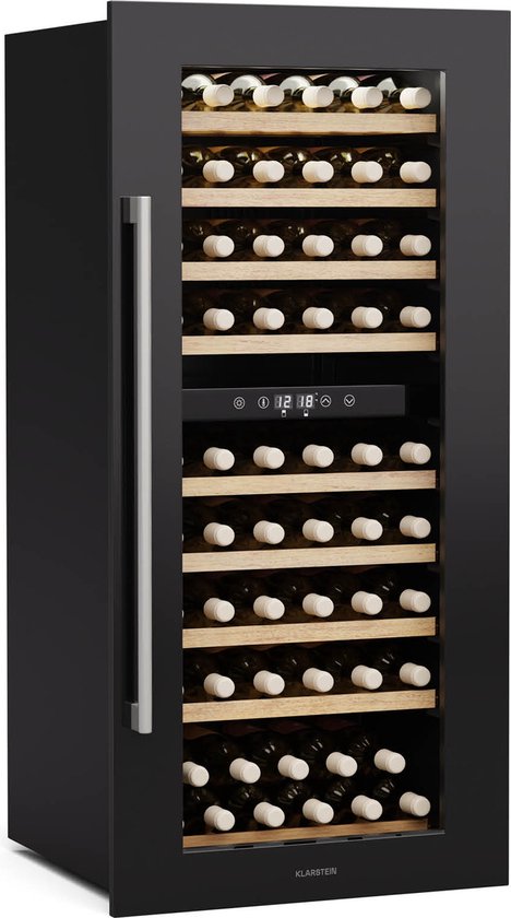 Klarstein Vinsider Duo Weinkühlschrank 79 Flaschen, 2 Zonen, 5 22 °C, Touch Bedienung, LED Beleuchtung, UV Schutz, Einbauschrank, Schwarz – geschikt voor thuisfitness en sportschoolgebruik, duurzame constructie, eenvoudig te monteren, ideaal voor kra