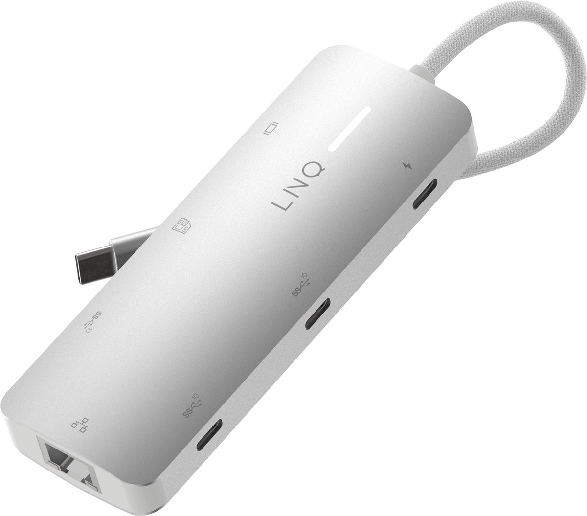LINQ 8-in-1 Pro-C Multiport Hub met 4K HDMI, Ethernet en Kaartlezer - 10Gbps - Geschikt voor Laptops en Tablets