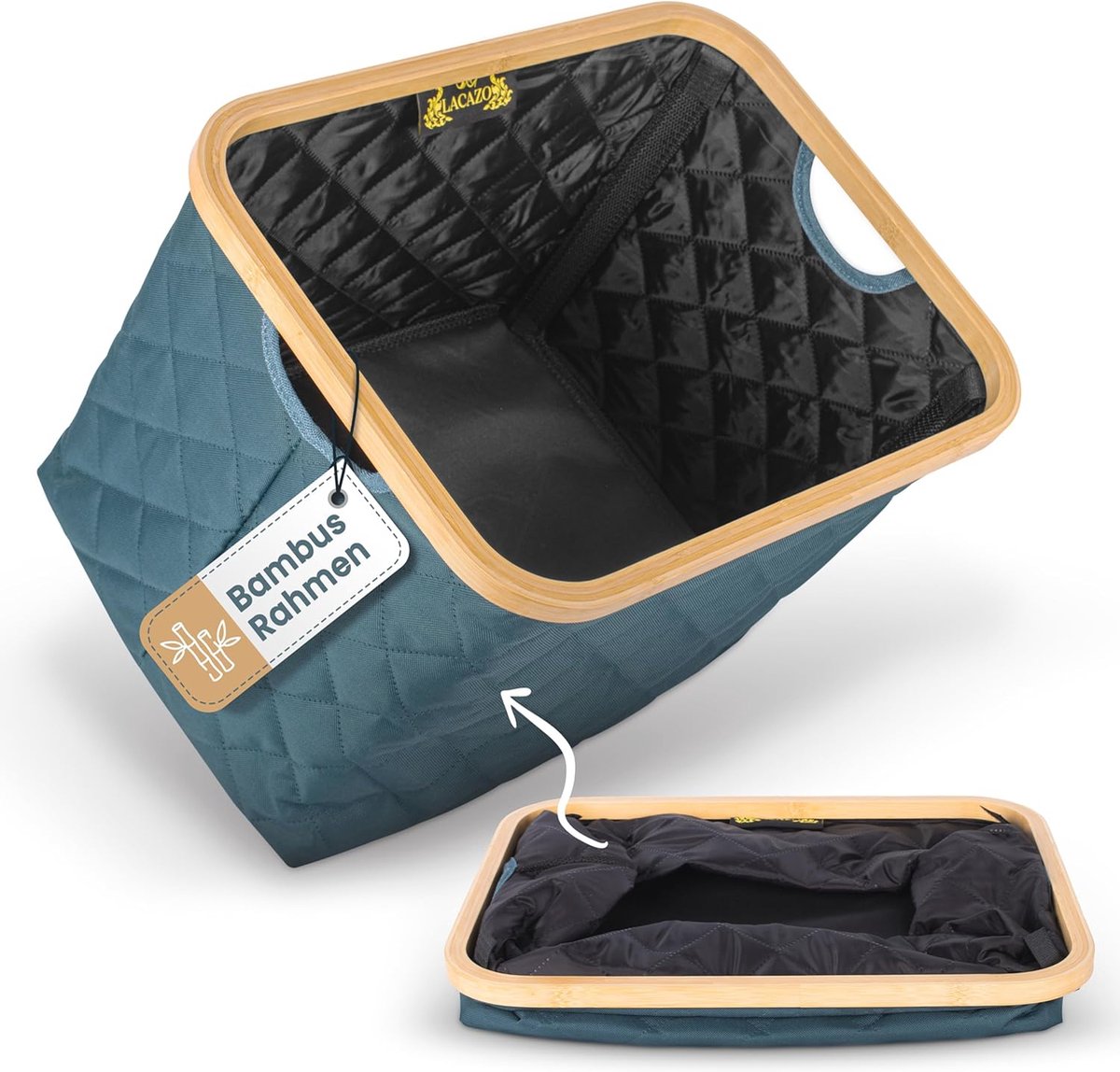 Goedkoopste Opvouwbare wasmand 55 liter - Ruimtebesparende en robuuste wasbox met bamboeframe en praktische handgrepen