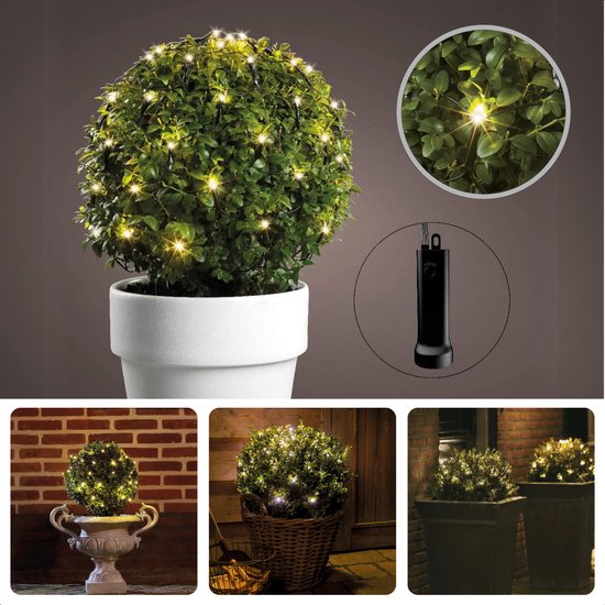 Cheqo® LED Buxus Netverlichting - Kerst Boomverlichting Warm Wit - Kerstlampjes Voor Buxus en Tuin - Ø50cm - IP44 Waterdicht