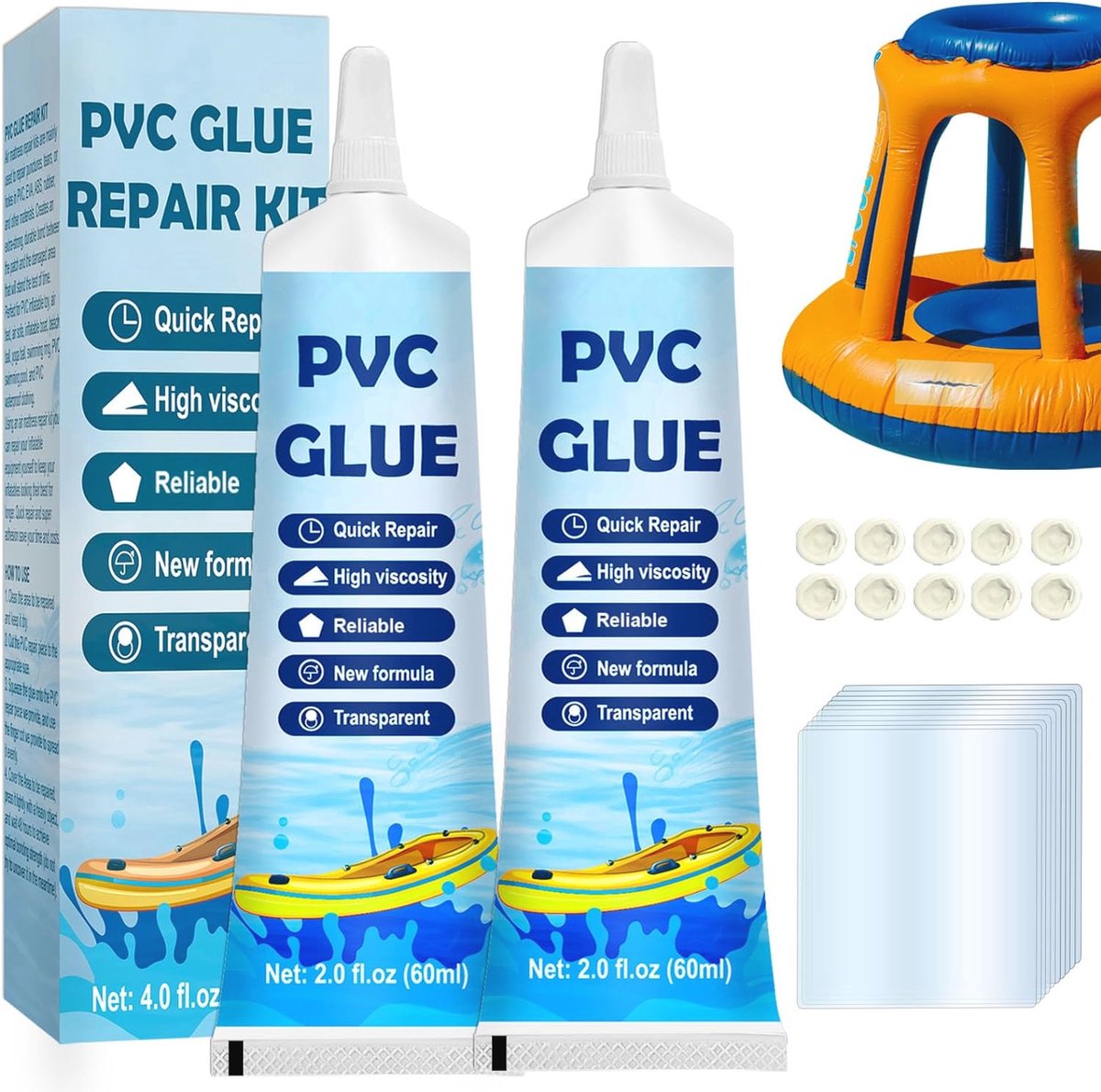 Reparatieset voor Luchtbedden en Opblaasbaar Speelgoed - 120 ml Transparante Patchkit voor PVC