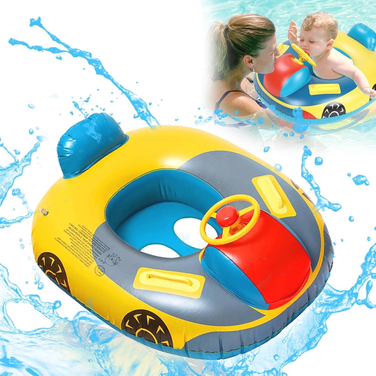 Opblaasbare Kinderzwemring met Stuurhendel - Perfect voor Zwembad en Strand (72 * 65cm)
