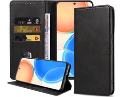 Smartphonica Telefoonhoesje geschikt voor Huawei Honor X8 kunstleren Hoesje met Magnetische sluiting en Pasjeshouders Book Case met Klepje - Zwart geschikt voor Huawei Honor X8