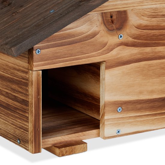 Egelhuis - hout - met bodem - 2 kamers - 24 x 46 x 33,5 cm - bruin