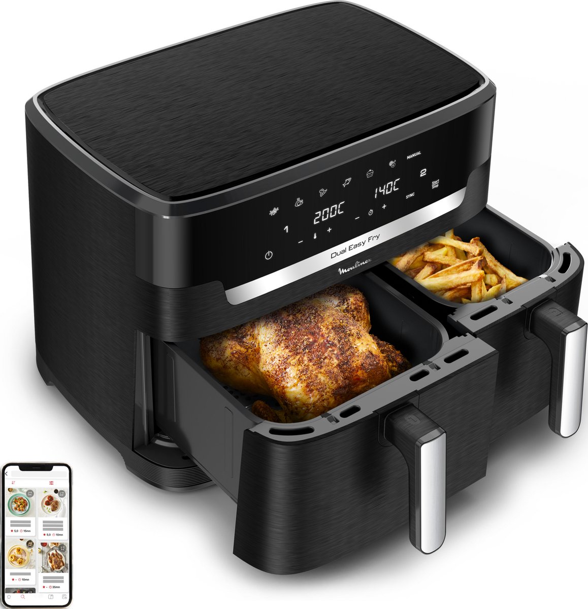 Afbeelding 2 van Moulinex Dual Easy Fry XXL EZ9428 - Dubbele Airfryer - 11 L