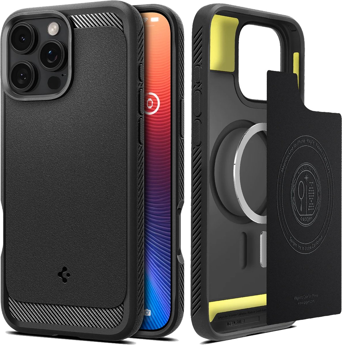 Spigen Rugged Armor MagFit - Hoesje Geschikt voor Apple iPhone 16 Pro Max - Back Cover Compatibel met MagSafe - Air Cushion - Zwart