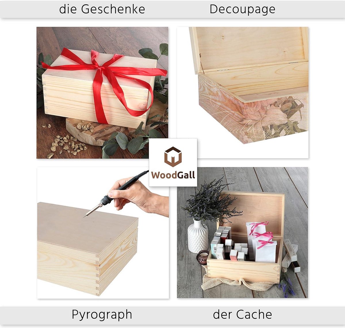 Boîte De Rangement En Bois Massif Naturel Avec Couvercle – 30 X 20 X 13,5 Cm – Idéale Pour Souvenirs, Bijoux, Photos & Bricolage Créatif
