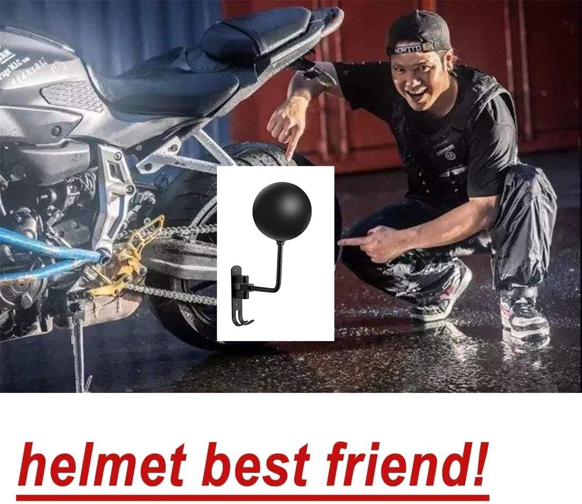 Helmhouder voor aan de muur - motorhelmhouder - multifunctioneel - 1