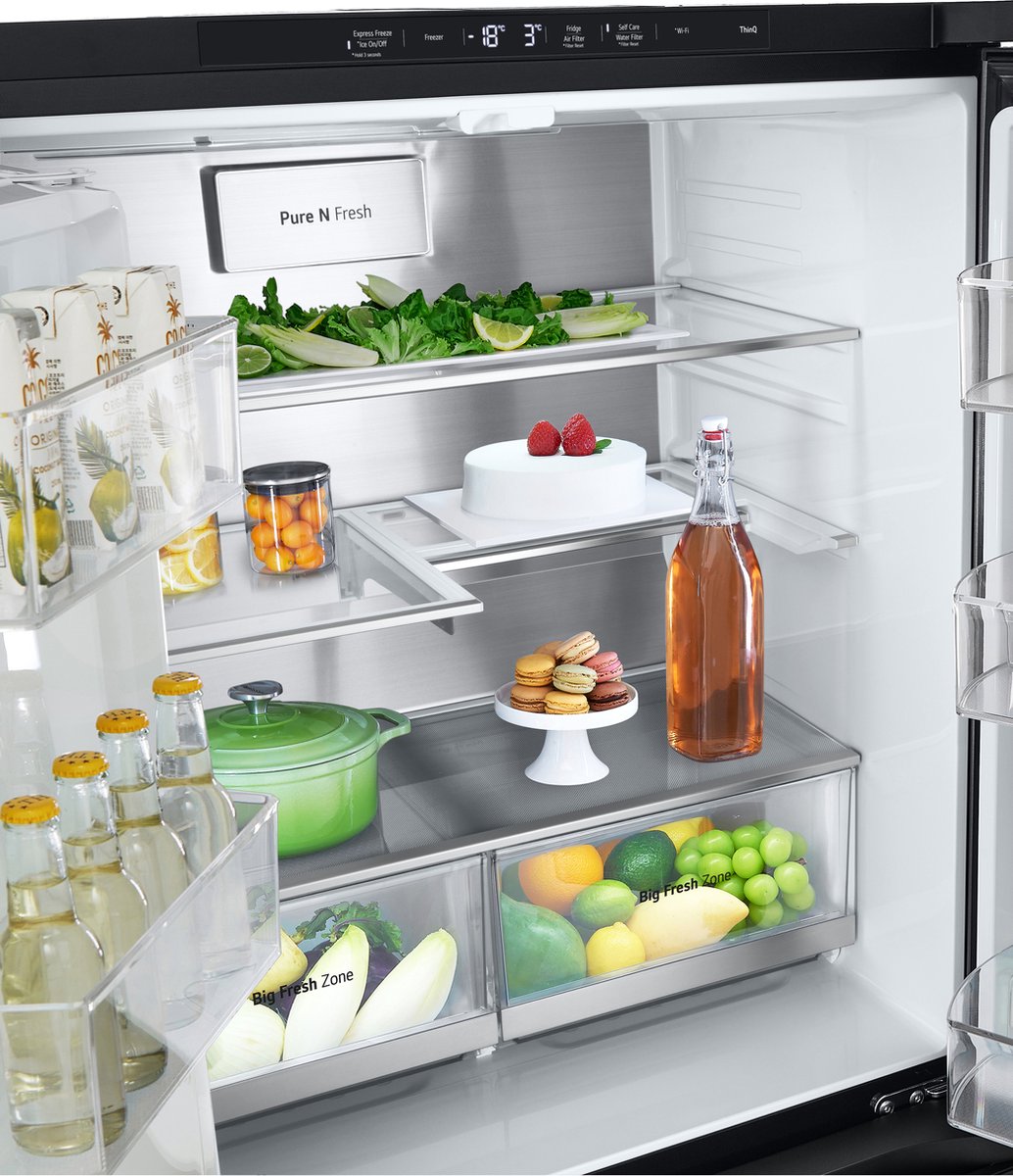 LG InstaView GMG860EPBE 508L French door - Amerikaanse koelkast - InstaView™ om snel binnen te kijken - DoorCooling+™ voor snellere en gelijkmatige koeling tot aan de deur - Ijs en waterdispenser - Zwart — afbeelding 3