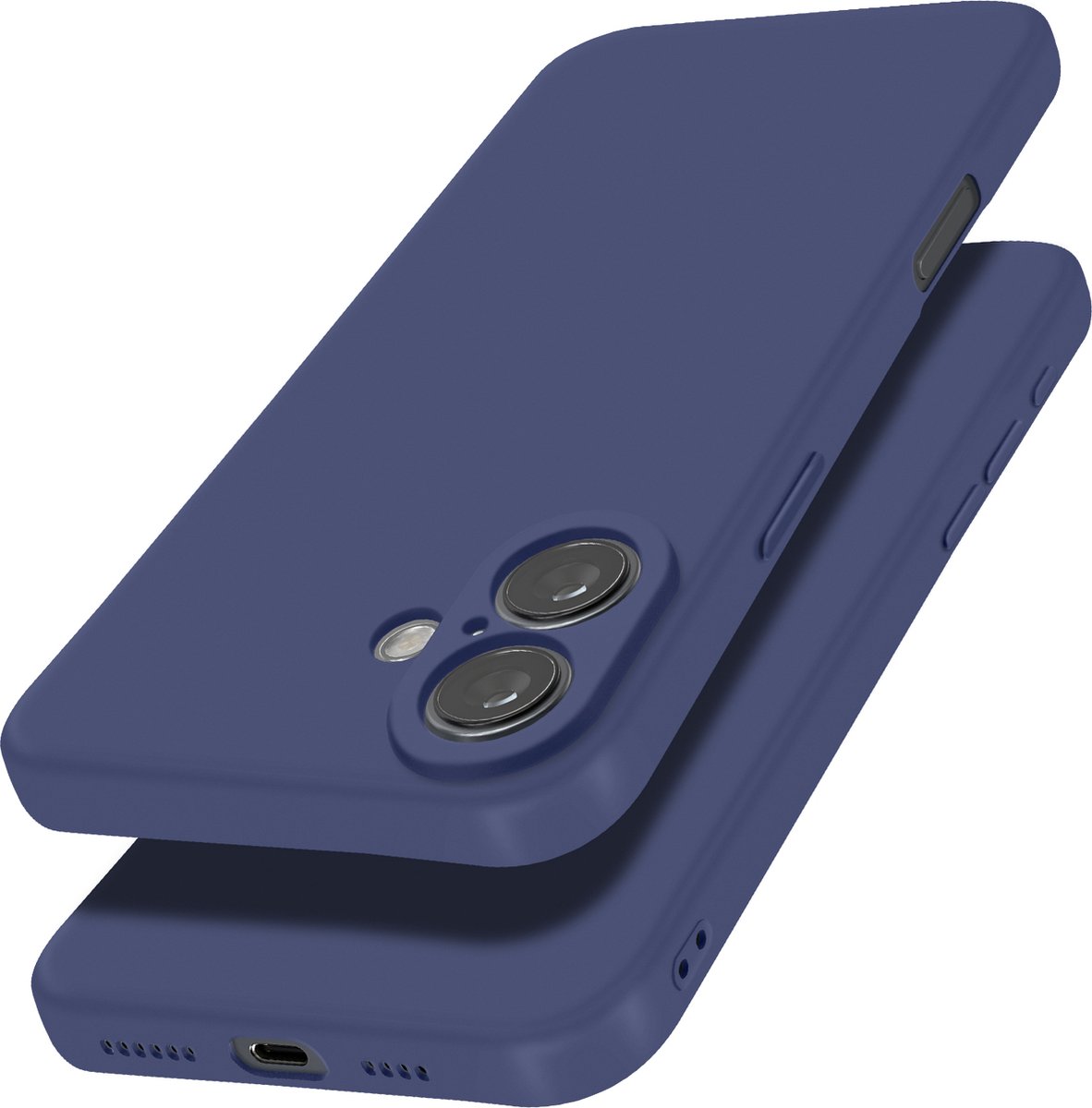 Avizar Hoesje Geschikt voor Apple iPhone 16 Siliconen afwerking Mate Soft Touch, Nachtblauw