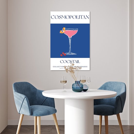 Affiche 40x60 cm - Cocktail - Cosmopolitan - Vintage - Blauw - Posters - Décoration murale cuisine - Décoration murale salon - Accessoires décoratifs - Décoration murale chambre