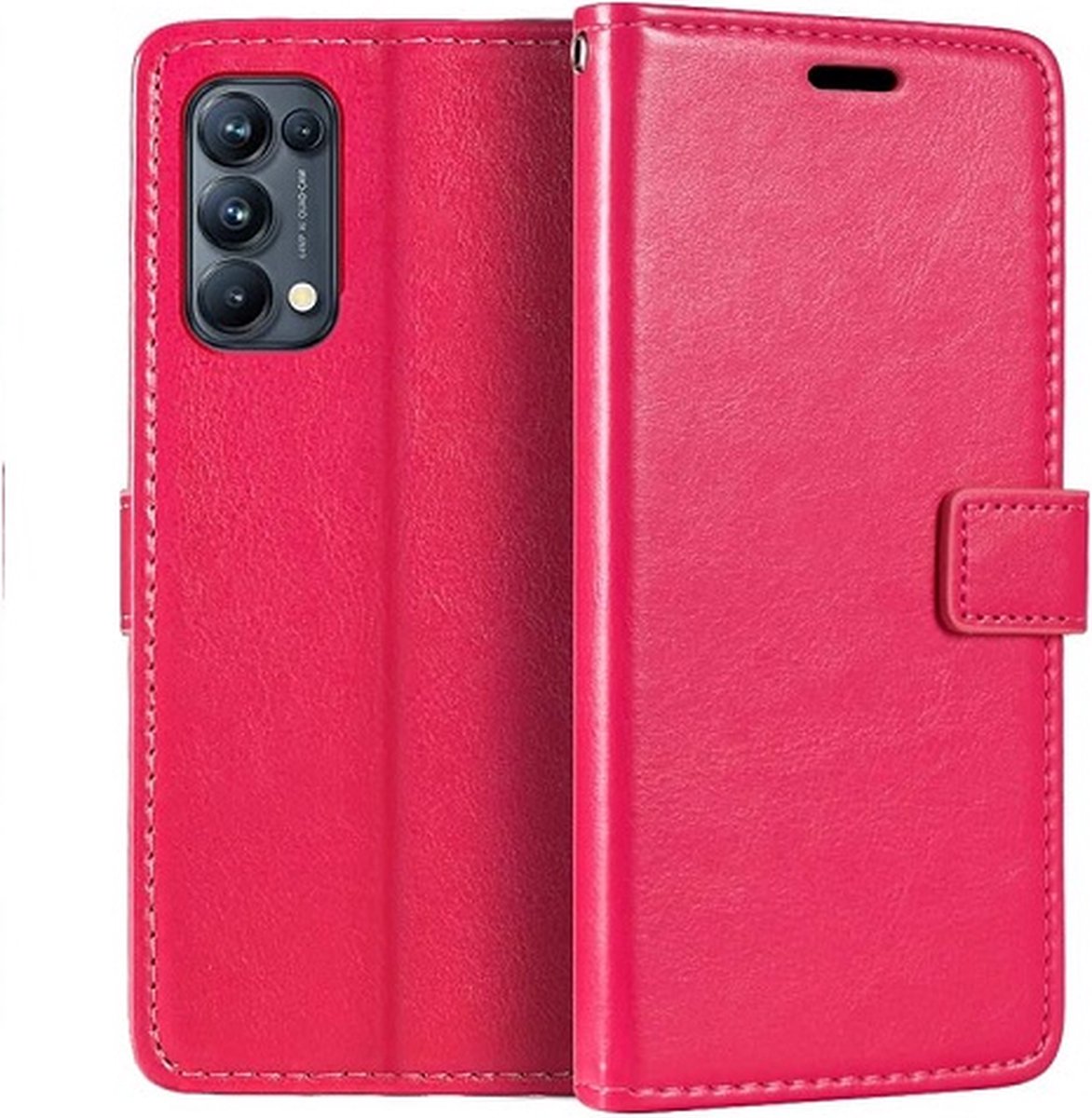 Oppo Reno4 Pro 5G Hoesje Met Pasjeshouder Bookcase Roze