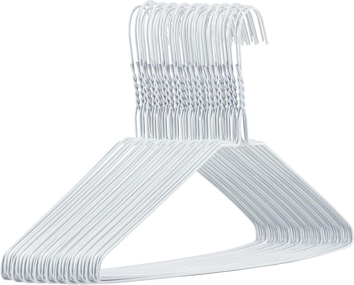 50 draadkleerhangers 41 cm licht - set van metalen kleerhangers met clips