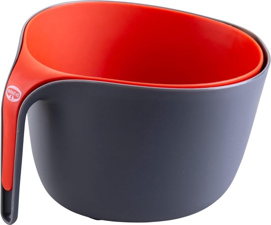 Joyfair mengkommen en zeefset met transparant deksel (4, blauw