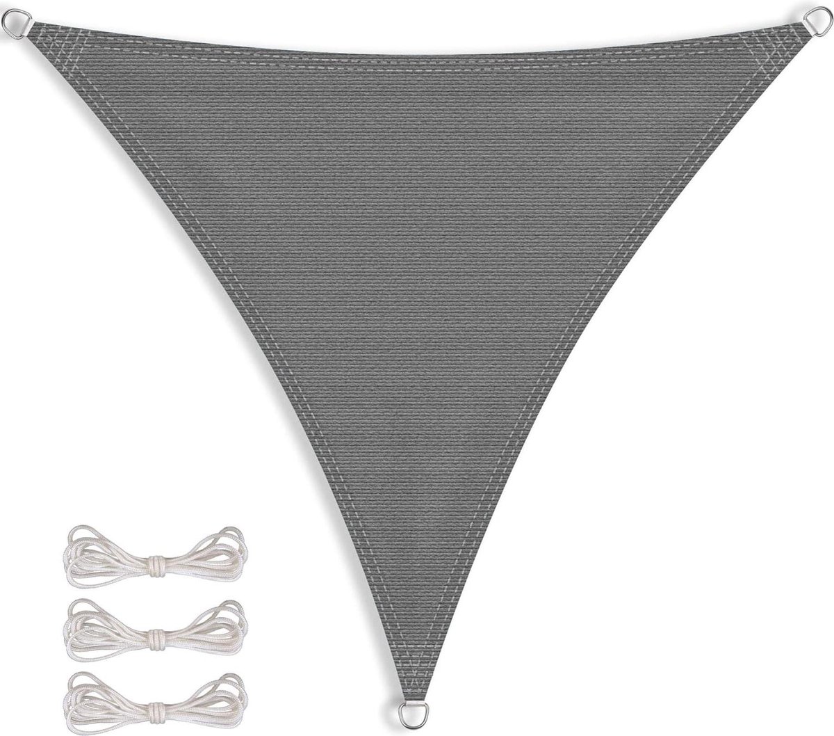 Bol.com Balkon zonnescherm zonder boren - Zonnedoek HDPE incl. bevestigingstouwen - Weerbestendige ademende driehoek - 3 x 3 x 3... aanbieding