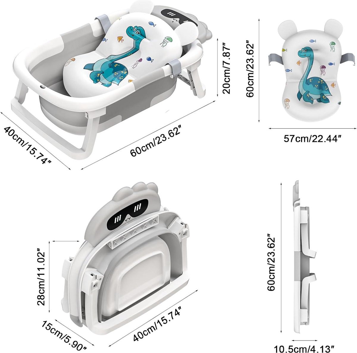 Newborn Essentials Babybadkuip, opvouwbaar, met antislipmat, draagbaar babybad voor zuigelingen en peuters van 0-24 maanden