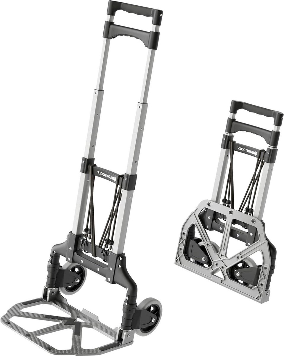 Transportwagen inklapbaar - telescopische handgreep 110 cm - anti-slip pads - lichtlopende wielen - expanderkabels - aluminium - extra lang Trolley