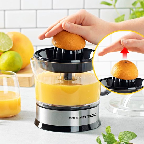 Elektrische sapcentrifuge voor citrusvruchten - 700 ml vulvolume - diverse accessoires - 40 W - transparant/zilver - frisse sinaasappelsap citruspers — afbeelding 5