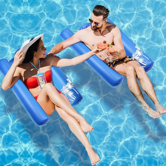 Waterzwembad hangmat met bodemgaas en waterdicht telefoonzakje - Opblaasbaar waterhangmat van AquaFloat — afbeelding 4