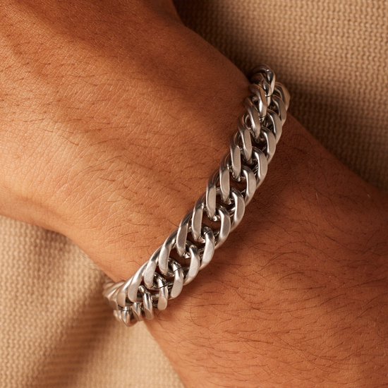 Lucardi - Bracelet homme acier maillon mat