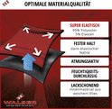 Illustratie van 3 lagen stof, met pijlen die luchtcirculatie aanduiden en de tekst 'Super elastisch', 'Vaste grip', 'Ademend' en 'Vochtdoorlatend'.