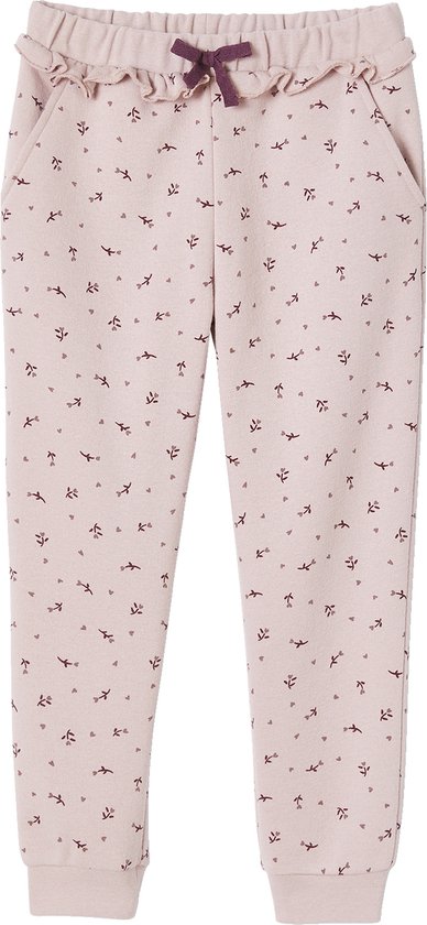 Joggingbroek voor meisjes met ruche en bloemenprint roze