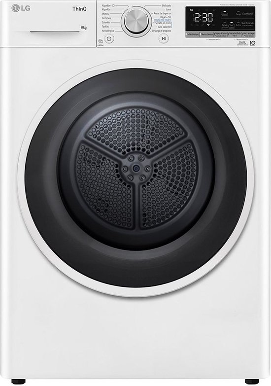 LG RH90V5AV6N, Vrijstaand, Voorbelading, Warmtepomp, Wit, Knoppen, Touch, Rechts