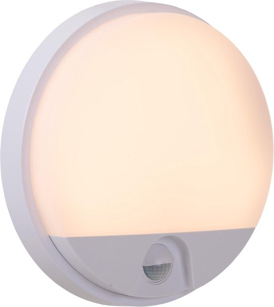 Lucide HUPS IR - Wandlamp Binnen/Buiten - Ø 21 cm - LED - 1 × 10W 3000K - IP54 - Bewegingssensor - Wit