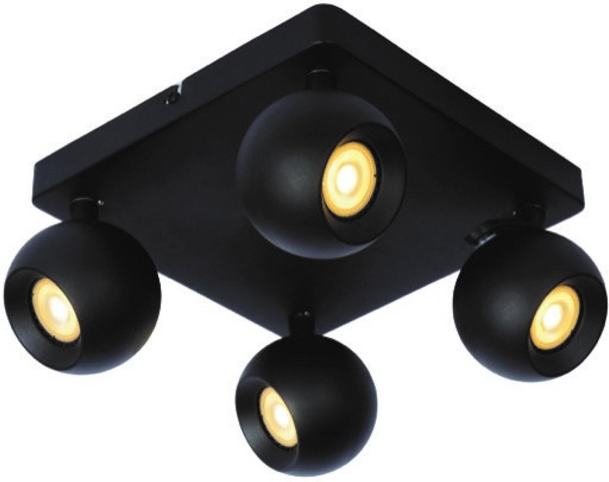 Lucide Plafondspot Favori Zwart 4xgu10 5w