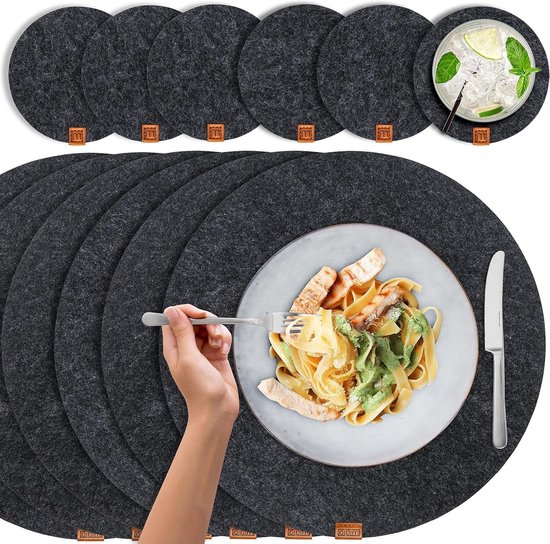CcHhyyt Boho Round Placemats Set of 6 - Heat Resistant PVC, Washable, Outdoor Table Mats, Jute, Vintage, Waterproof, Bohemian Style