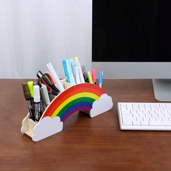 Pot à crayons - Pot à stylos Organiseur de bureau arc-en-ciel avec autocollants en forme d'étoile Décoration créative DIY Caddy Fournitures de bureau Fournitures pour étudiants Rangement de Maquillage Bureau