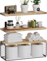Set van 3 Wandplanken, Zwevende Plank, 30/35/40 x 12 x 11, Vintage