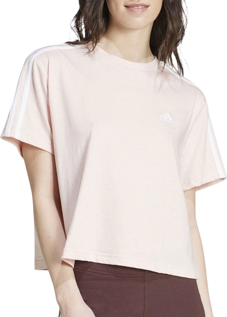 Adidas Essentials 3-Stripes Cropped Shirt Dames Roze