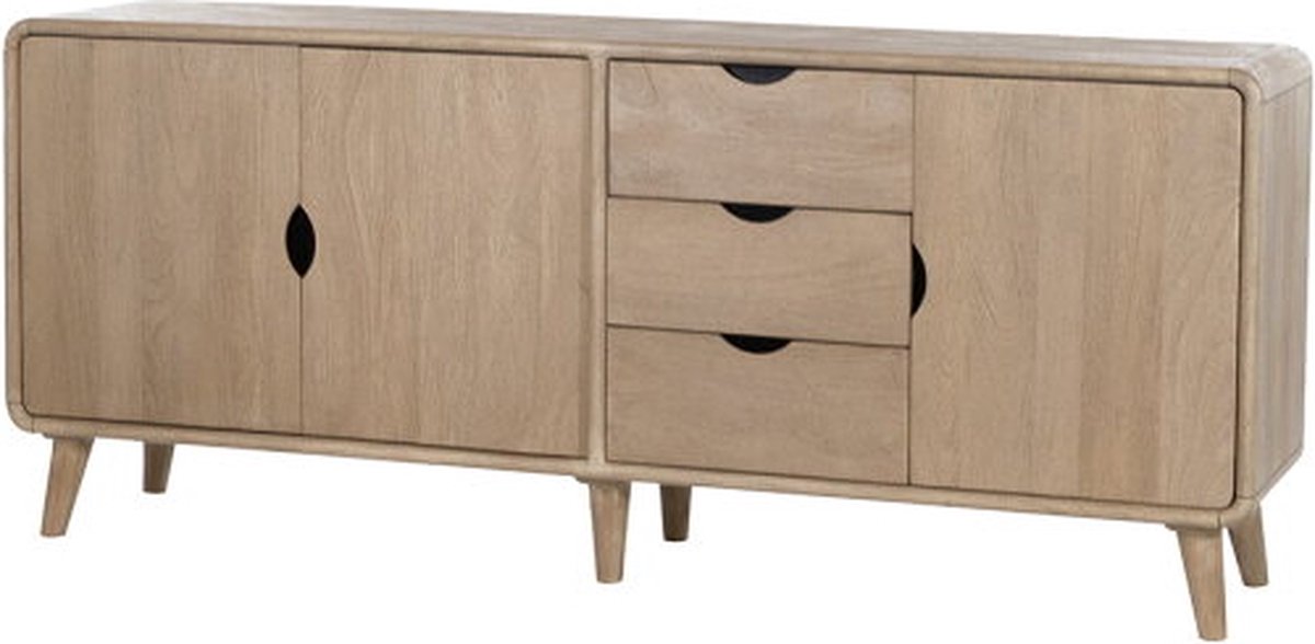 Dressoir 180 met 3 deuren en 3 lades, Acacia gebleekt naturel - Glostrup Furniture Collection