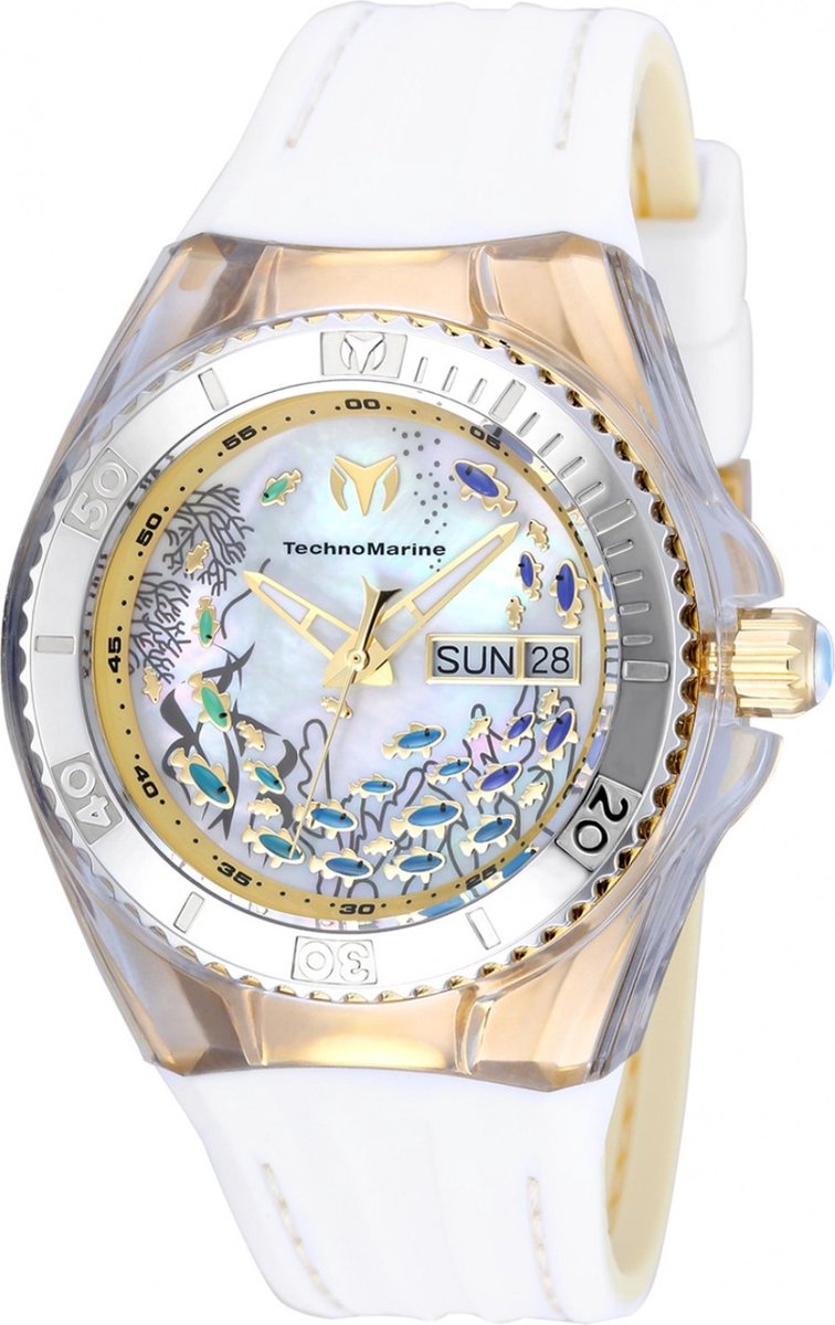 TechnoMarine Cruise TM-115117 Dames Horloge - Waterdicht - Analoog - Quartz Uurwerk - Roestvrij Staal met witte Wijzerplaat -