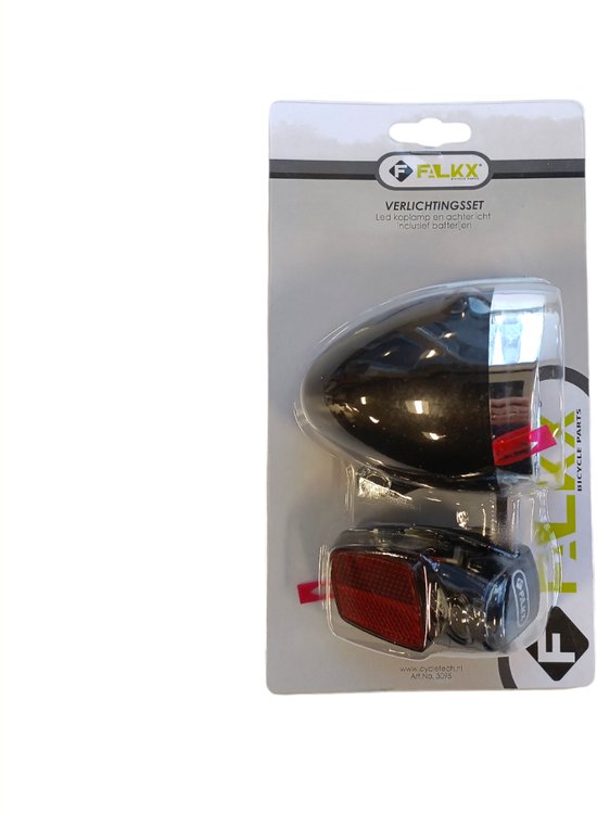 Falkx LED fietsverlichtingsset - koplamp en achterlicht met reflector - inclusief batterijen — afbeelding 3