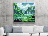 Pixel art mos schilderij | Mosgroen betoverend pixelpatroon: een kunstwerk uit een andere wereld | Kunst - 30x30 centimeter op Dibond | Foto op Dibond