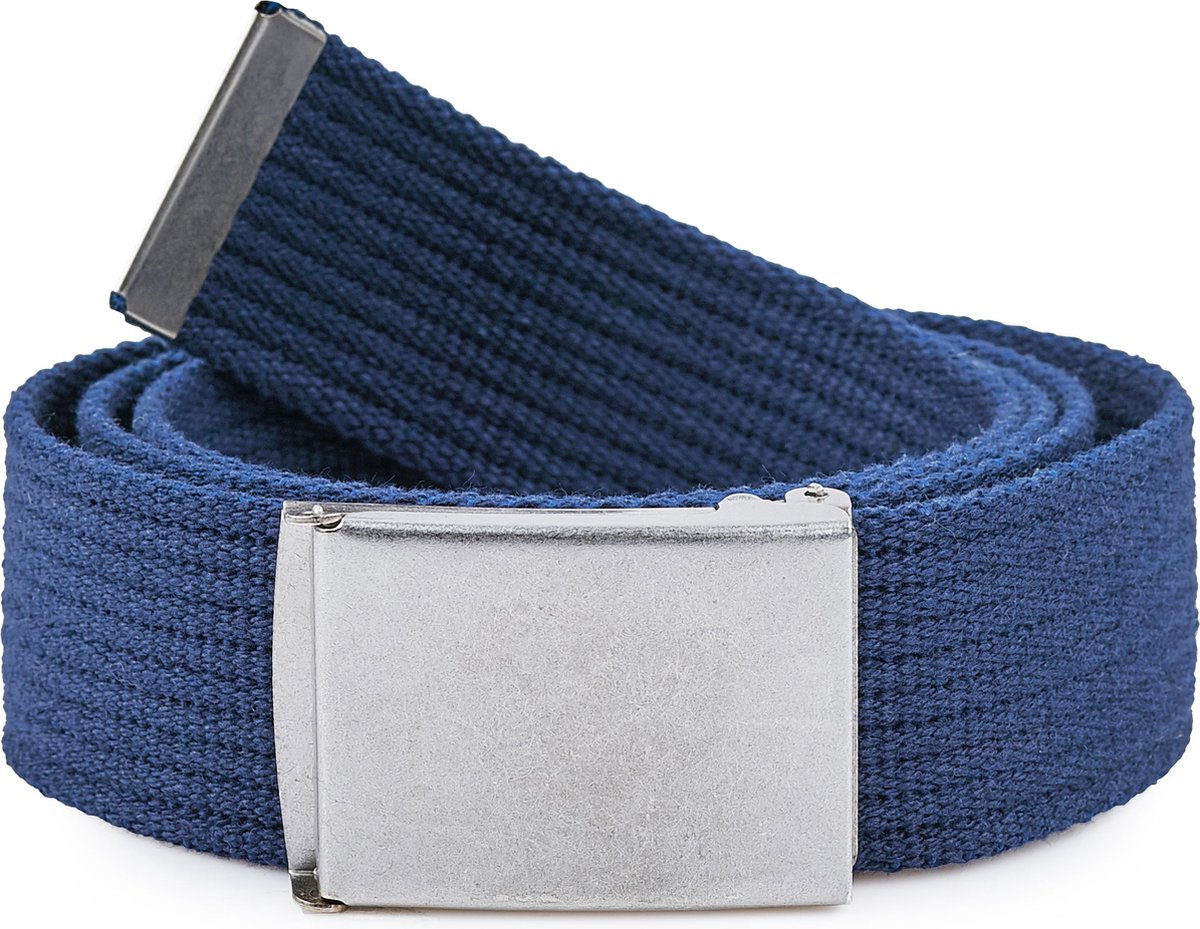 Ladeheid Herenriem - Riem - Broekriem - Verstelbaar - Katoen - LA-EL-P10 - Marineblauw-Zilver - 120 cm